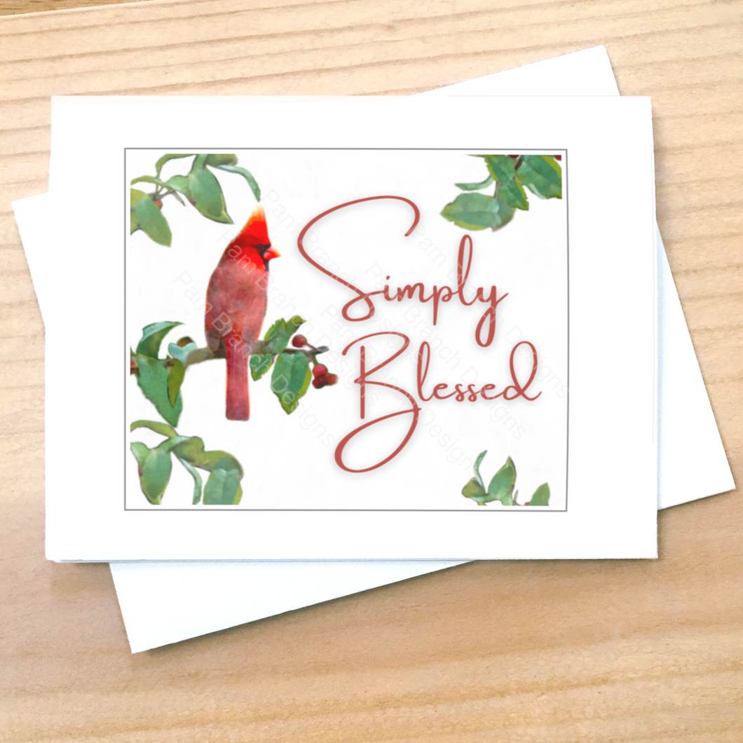 Cardinal on a Berry Branch with Leaves,