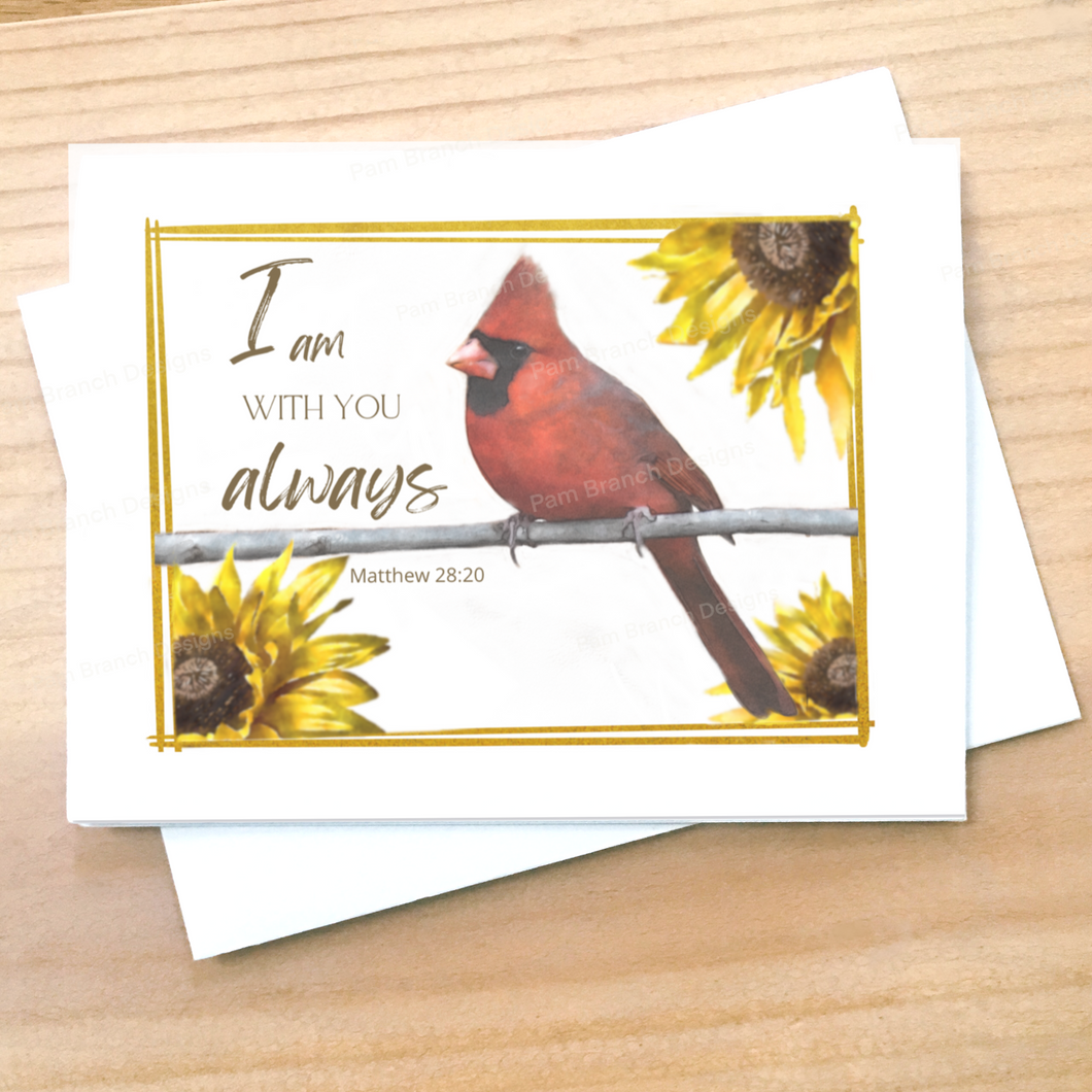 Cardinal and Sunflowers - Greeting Card -