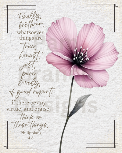 Rice Paper for Decoupage, Light Purple Flowers, Bible Verse,