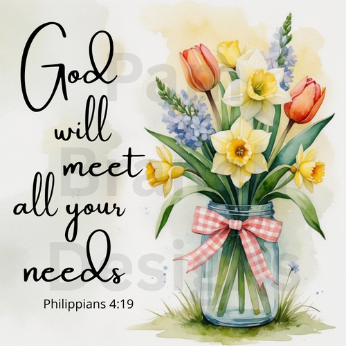 Decoupage Rice Paper – Spring Flowers in Mason Jar with Scripture