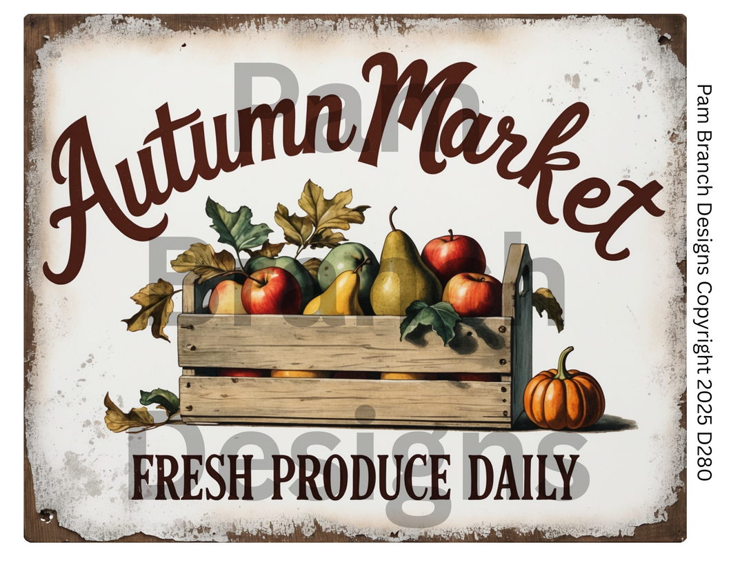 Rice Paper for Fall Decoupage Project – Autumn Market, Fresh Produce, Rustic Crate D280