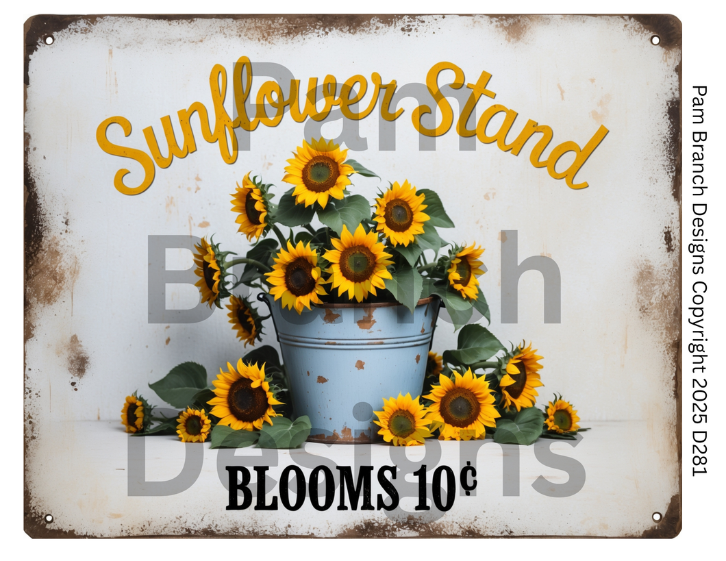 Rice Paper for Fall Decoupage Project – Sunflower Stand, Rustic Autumn Image, Farmhouse Art D281
