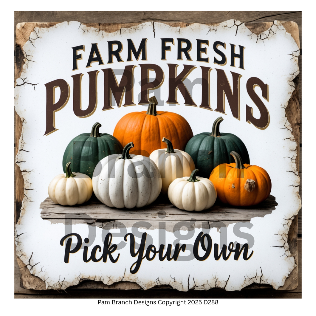 Rice paper for decoupage - Farm fresh pumpkins fall sign D288