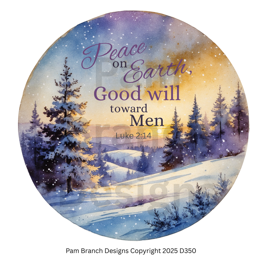 Rice Paper for Decoupage Ornament, Peace on Earth, Good Will Toward Men, Luke 2:14, Winter Scene, Christian Craft, Bible DIY, D350