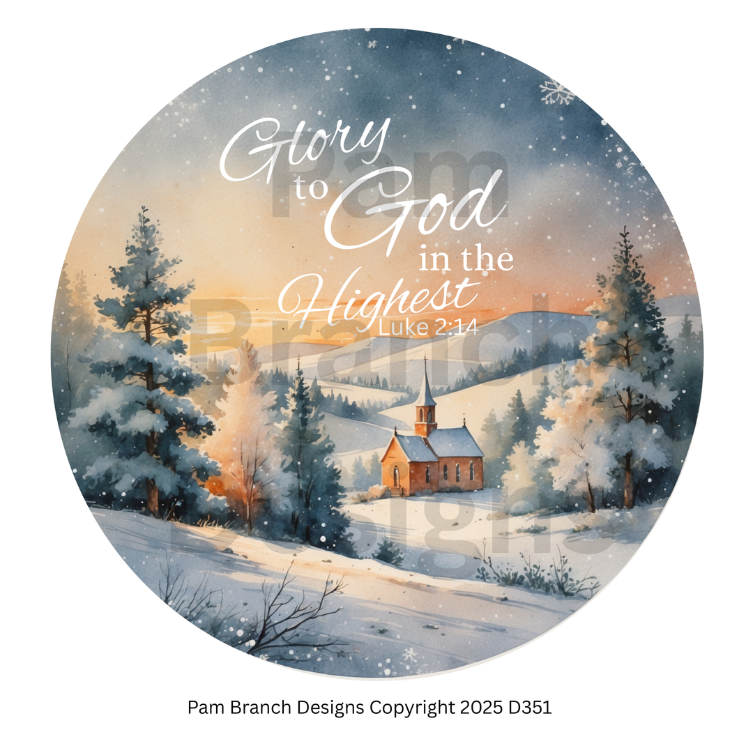 Rice Paper for Decoupage Ornament, Glory to God in the Highest, Luke 2:14, Church Scene, Christian Craft, Bible DIY, D351