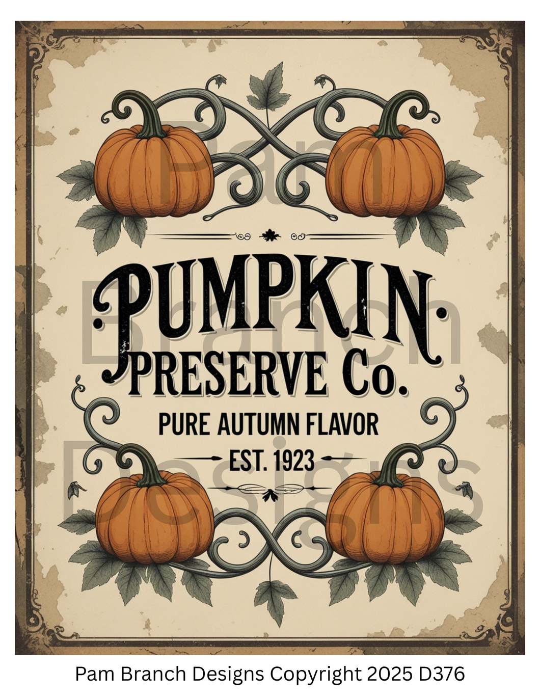 Decoupage Rice Paper, Pumpkin Preserve Co. Pure Autumn Flavor Vintage Label, Pumpkin Preserve Co. Pure Autumn Flavor Vintage Label, fall craft supply D376