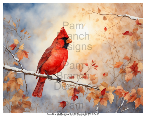 Rice Paper for Decoupage Fall Cardinal with Autumn Leaves β fall craft supply D455