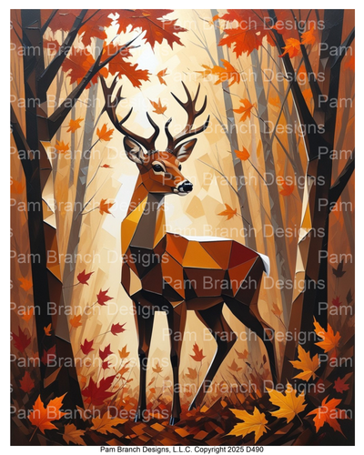 Rice paper for decoupage β geometric deer in autumn forest β D490