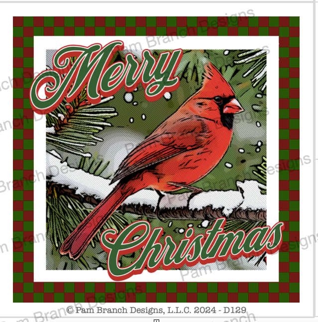 Cardinal on a Pine Branch and