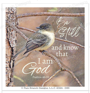 Rice paper with an image of an eastern phoebe on a branch. The bible verse is