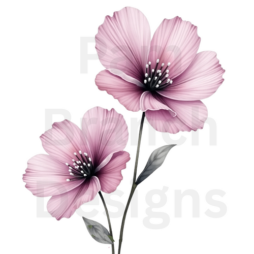 Rice Paper for Decoupage, Two Light Purple Flowers, Simple Pretty Alternative to Napkins D188