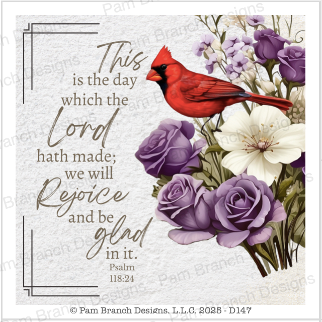 Rice Paper for Decoupage, Purple Flowers and Cardinal with Bible Verse,