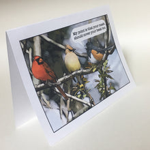 Northern Cardinal, Towhee, Cedar Waxwing Greeting Cards, 4 Pack #C9
