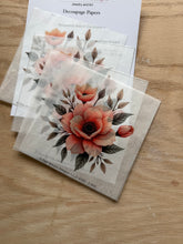 Decoupage Tissue Paper – Peach Floral Cluster with Leaves D200