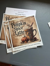 Rice paper for decoupage with pumpkin spice latte design, art supply for DIY craft projects D310