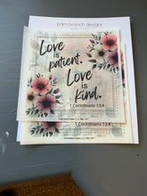 Pink floral rice paper for decoupage, Love is patient love is kind D571