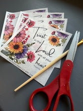 Decoupage Rice Paper, Pink, Purple Flowers, Sunflowers Christian Craft, "Trust in the Lord with all your heart.” , D151