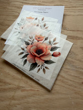 Decoupage Tissue Paper – Peach Floral Cluster with Leaves D200