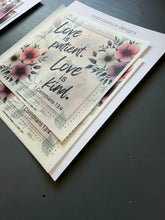 Pink floral rice paper for decoupage, Love is patient love is kind D571