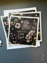 Rice Paper with Purple Cream Magnolias, Floral Christian Craft Paper - "Be Still and Know that I am God" - Bible Verse Decoupage Sheet, D169