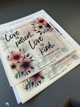 Pink floral rice paper for decoupage, Love is patient love is kind D571