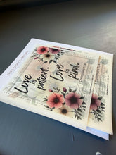 Pink floral rice paper for decoupage, Love is patient love is kind D571