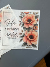 Peach floral rice paper for decoupage, He restores my soul D574