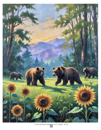 Rice Paper for Crafts and Decoupage, Bears in the Woods, Paper for DIY Project D179