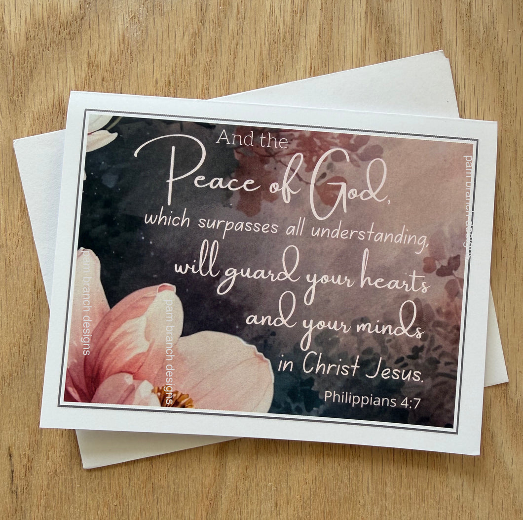 Peace of God Scripture Card – Philippians 4:7 Floral Christian Greeting Card - C75