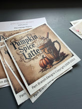 Rice paper for decoupage with pumpkin spice latte design, art supply for DIY craft projects D310