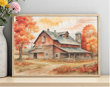 Rice Paper for Crafts and Decoupage, Vintage Barn in Fall Setting, D117