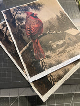 Rice Paper for Crafts and Decoupage, Vintage Red Cardinal with Barn, D133