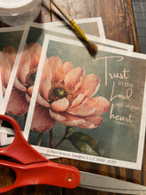 Rice Paper for Decoupage, peach magnolia, flowers, bible verse "Trust in the Lord with all your heart" Proverbs 3:5 D157