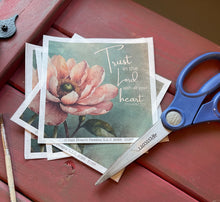 Rice Paper for Decoupage, peach magnolia, flowers, bible verse "Trust in the Lord with all your heart" Proverbs 3:5 D157