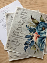 Rice Paper for Crafts and Decoupage, Bible Verse, "Think on these things" Blue Flower D174