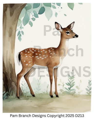 Deer in Woodland Scene - Rice Paper for Decoupage - Nature scene - Art Supply D213
