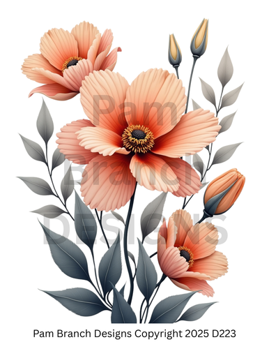Decoupage Tissue Paper - Peach Floral Blooms | Elegant 8x10 Craft Paper for DIY - D223