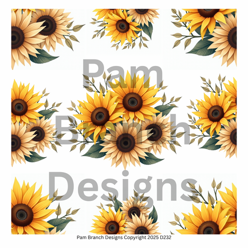 Decoupage Tissue Paper - Repeating Sunflowers Pattern - Arts and Crafts Supplies D232