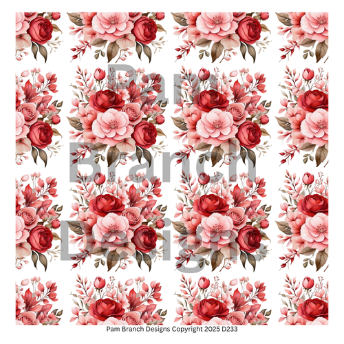 Decoupage Tissue Paper - Repeating Pink and Red Roses - Arts and Crafts Supplies D233