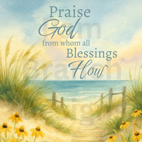 Rice Paper for Decoupage – Ocean Path - Praise God from whom all blessings flow- D240