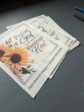 Decoupage Rice Paper - Praise from whom all blessings flow with sunflowers with green leaves - D246