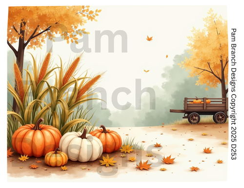 Rice Paper for Decoupage - Autumn Pumpkins and Wagon - Arts and Craft Supply for DIY D253
