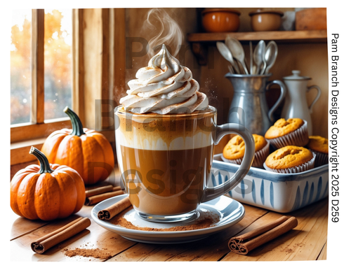 Rice Paper for Decoupage - Pumpkin Spice Latte and Muffins - Arts and Craft Supply for DIY D259