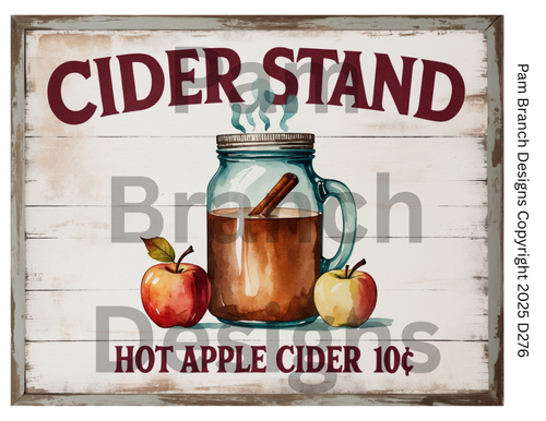 Rice Paper for Fall Decoupage Project – Cider Stand, Hot Apple Cider, Rustic Farm Art D276