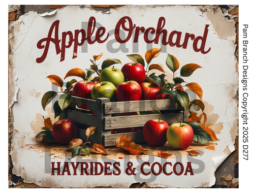 Rice Paper for Fall Decoupage Project – Apple Orchard, Hayrides and Cocoa, Autumn Scene D277