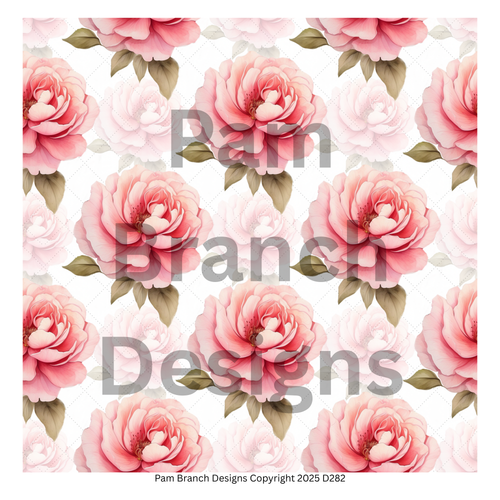 Tissue paper for decoupage - Pink rose bloom repeating pattern D282