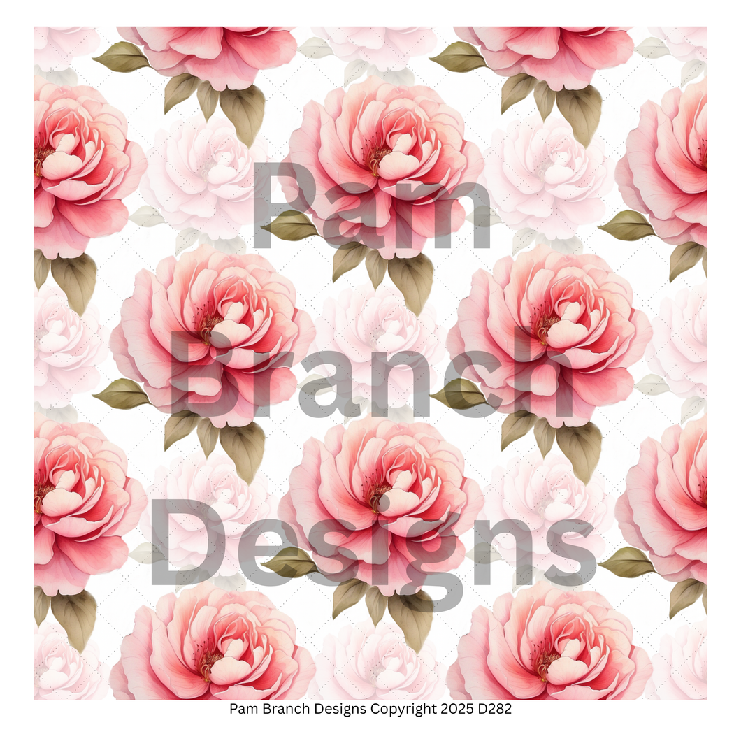 Tissue paper for decoupage - Pink rose bloom repeating pattern D282