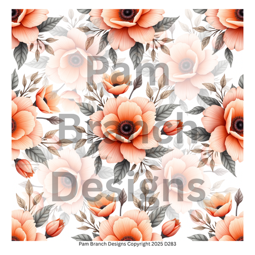 Rice paper for decoupage - Peach floral repeating pattern D283