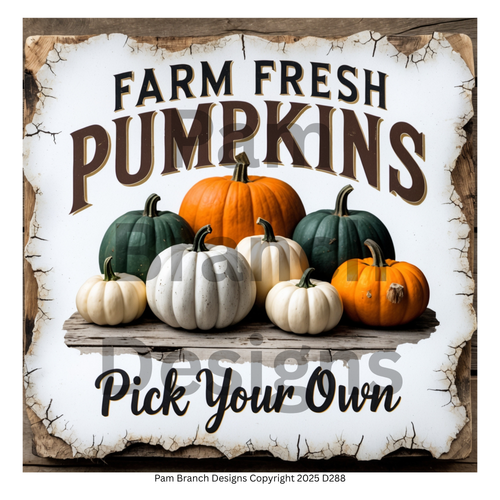 Rice paper for decoupage - Farm fresh pumpkins fall sign D288