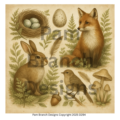 Decoupage Rice Paper – Woodland Animal Collection with Fox, Rabbit & Bird Nature Art D294